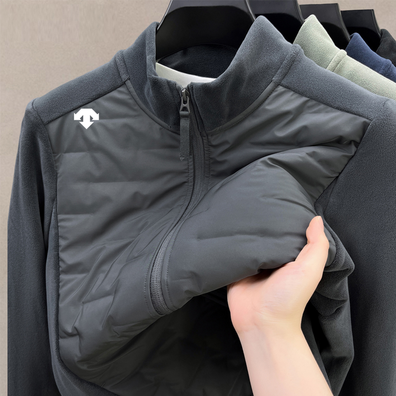 迪森桑家轻薄拉链羽绒服暖轻薄款男士外套羽绒服德容拼接男装冬款
