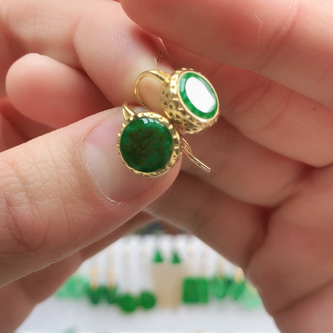 翡翠耳饰银S925镶嵌耳饰