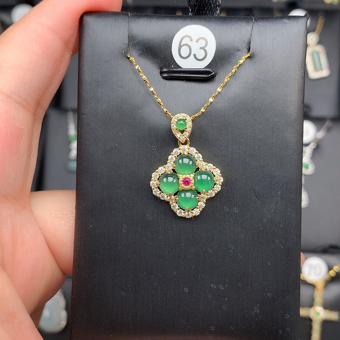 翡翠颈饰银S925镶嵌项链928