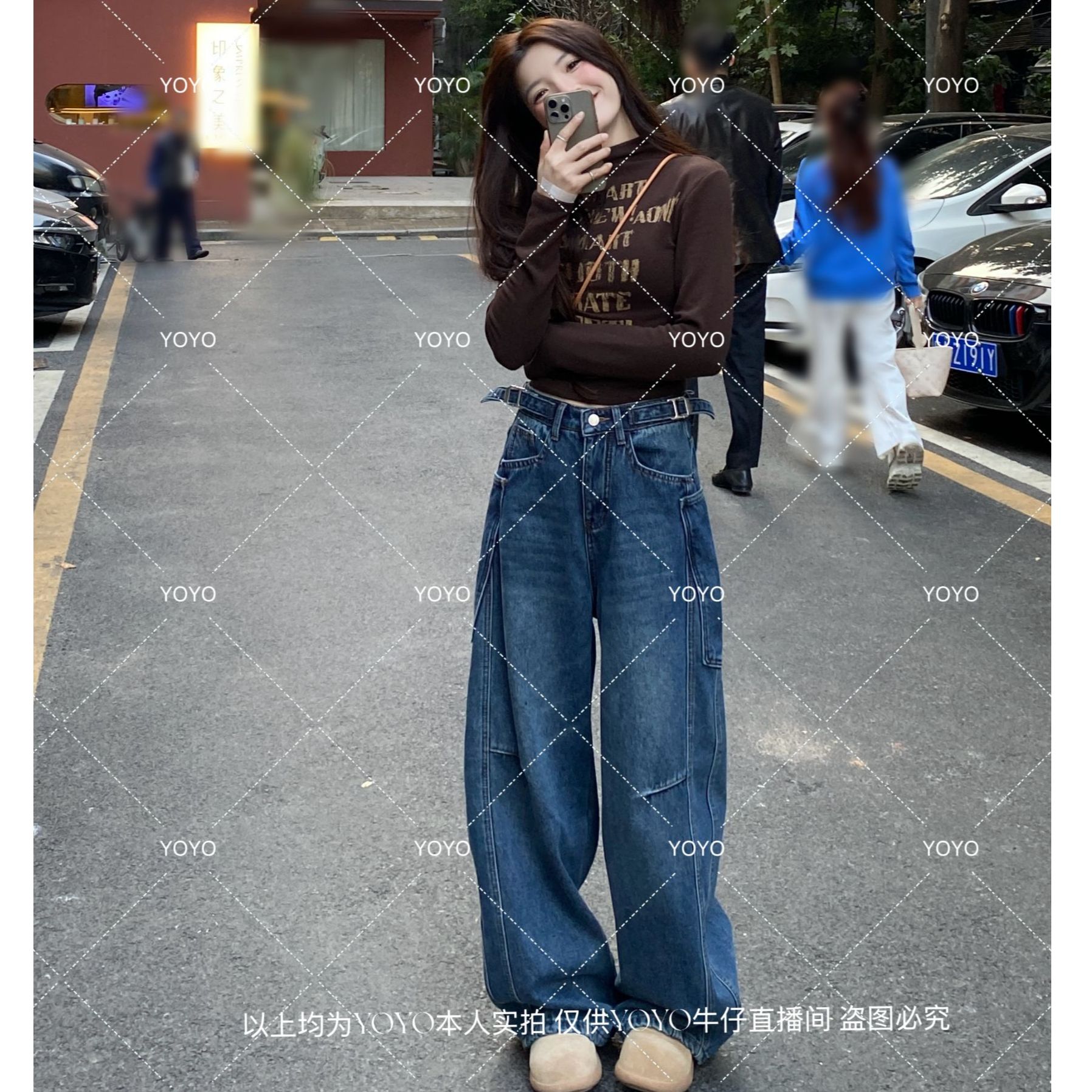 YOYO自制2【大口袋】加绒加厚冬款显瘦宽松高街设计感阔腿拖地裤