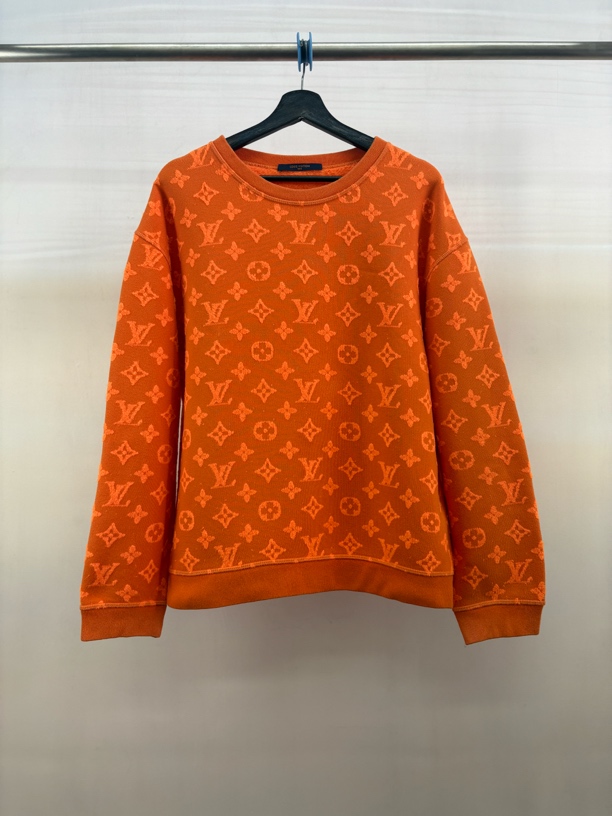 99新 LouisVuitton/路易威登 橙色植绒满印卫衣/M码/F2053