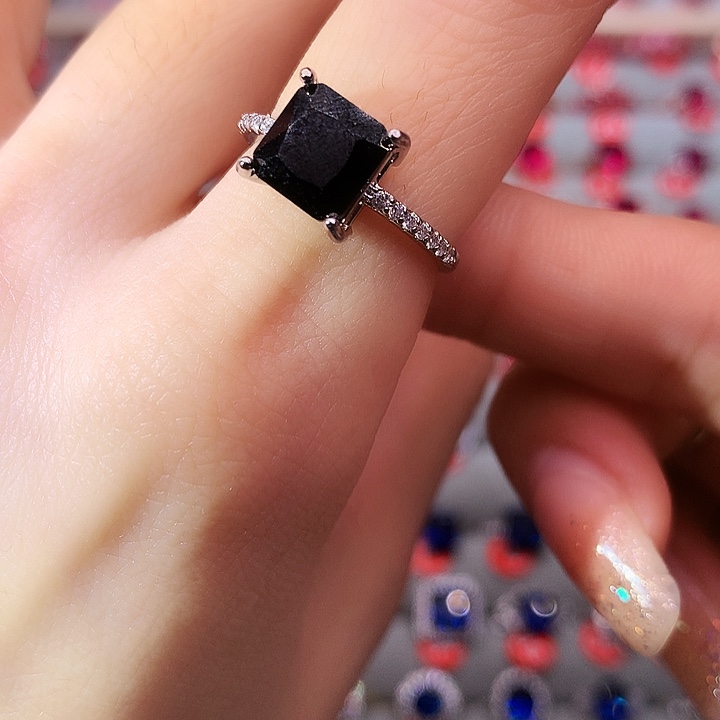 蓝宝石戒指银S925镶嵌