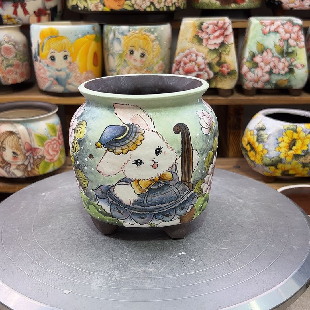 景德镇炫彩手绘口9.5高12.5