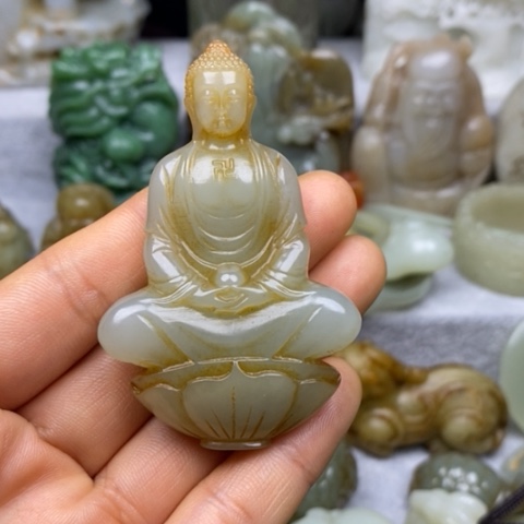 和田玉挂件把件摆件未镶嵌拂**景