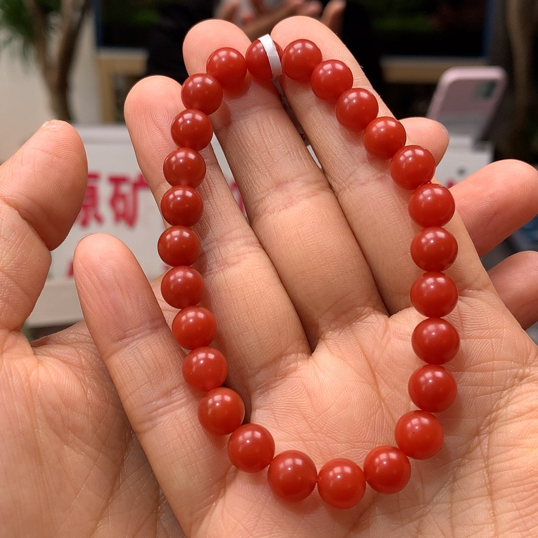 南红玛瑙南红7mm+官坡柔光手串未镶嵌