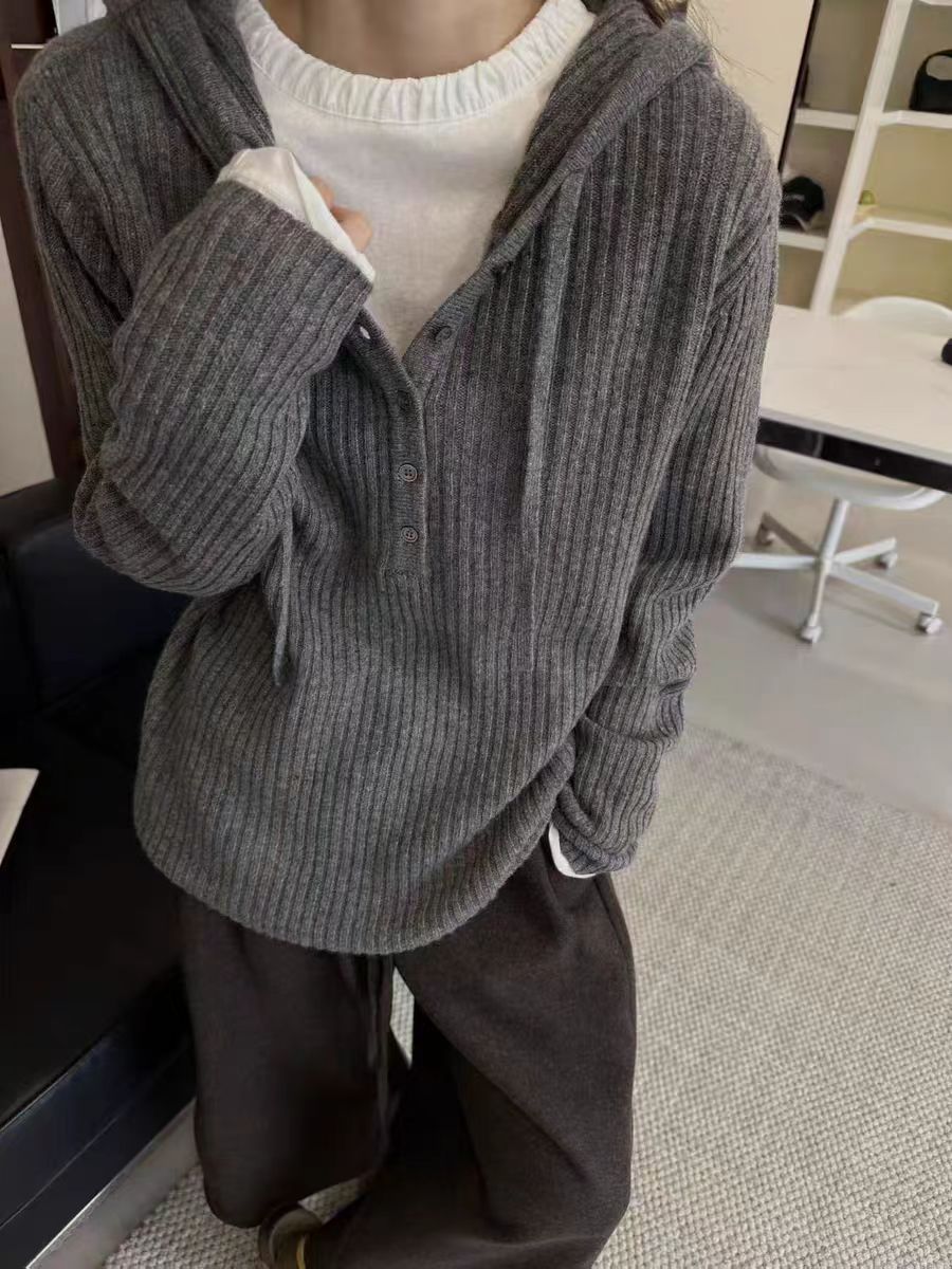 1225-26  女士秋冬气质百搭时尚厚款全毛连帽针织衫  ZWX  2620