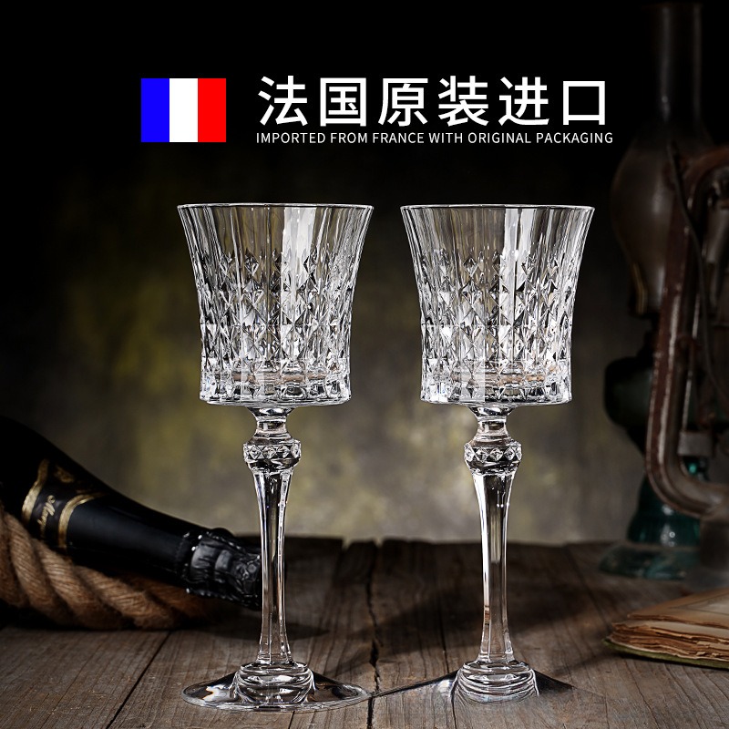 法国进口水晶香槟杯起泡酒杯情迷红酒杯高脚杯刻花葡萄酒杯