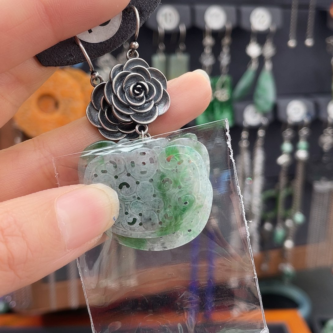 翡翠银S925镶嵌耳饰✨***✨931ghnhgh