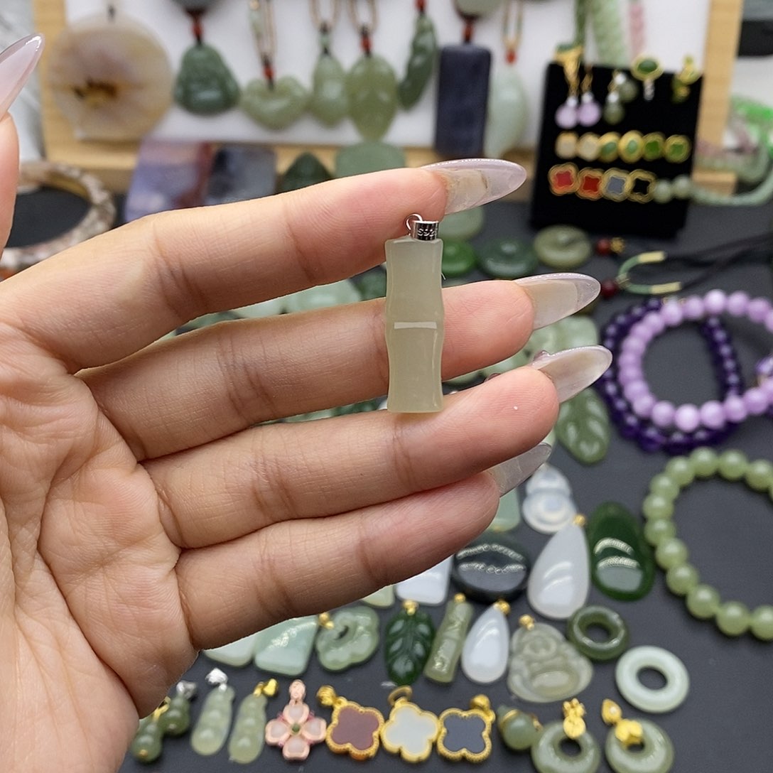 和田玉吊坠(不含链)银S925镶嵌