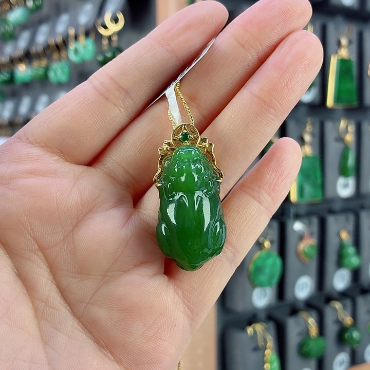 和田玉18K金镶嵌套链