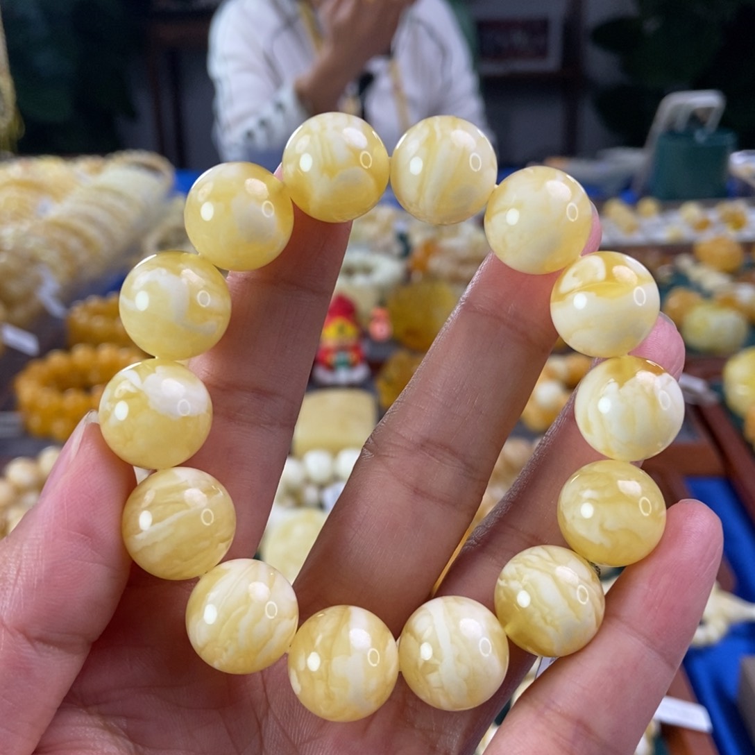 琥珀珠宝奇石未镶嵌15同料圆珠虎皮27.17