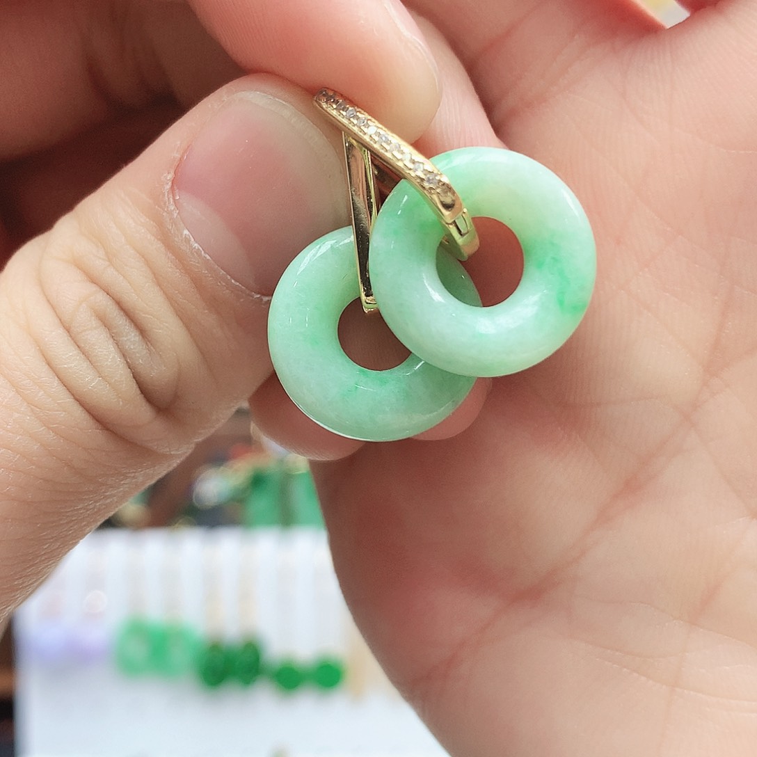 翡翠耳饰银S925镶嵌耳饰