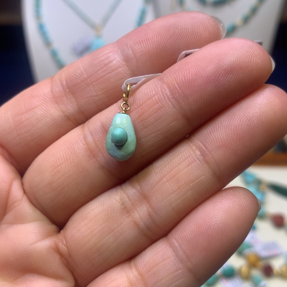 绿松石18K金镶嵌挂件