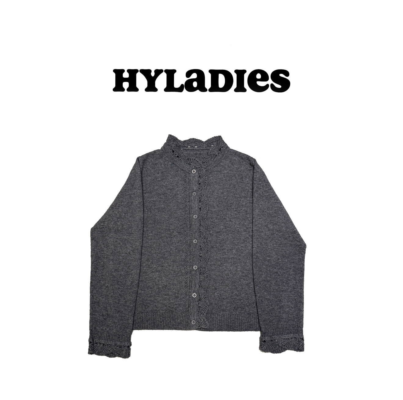 HYLADIESWEAR  『重工钩花毛衣』花边提花手工钩花针织开衫纯色打底