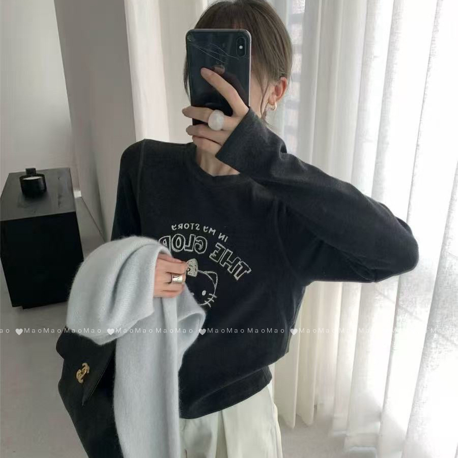 饭团家 2025小冬款线条大头kt磨毛t恤棉t恤