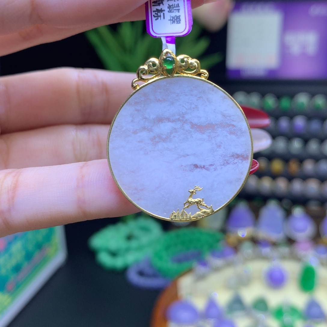 翡翠颈饰18K金镶嵌天然