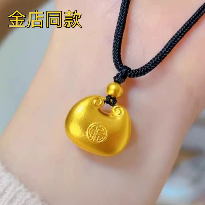 合金吊坠 吊坠编绳金色项链胖福金坨实心不掉色招财挂件毛衣链