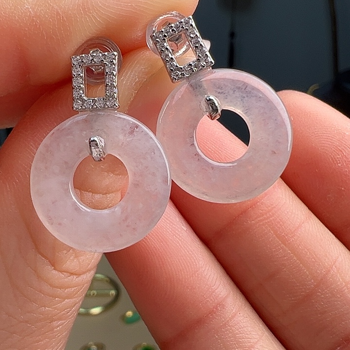 翡翠耳饰银S925镶嵌耳饰73