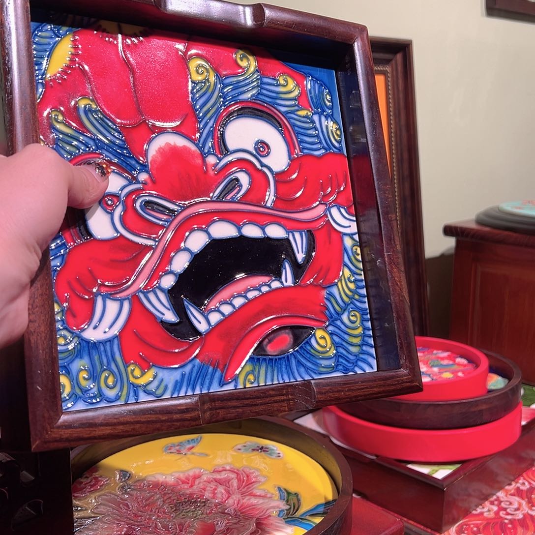 美***林手工艺品琉璃茶盘好看的好