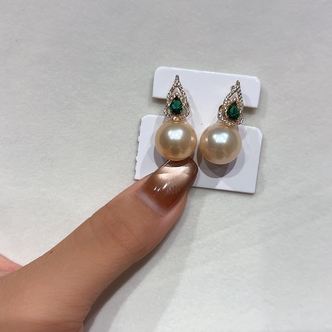 银S925镶嵌耳饰淡水珍珠