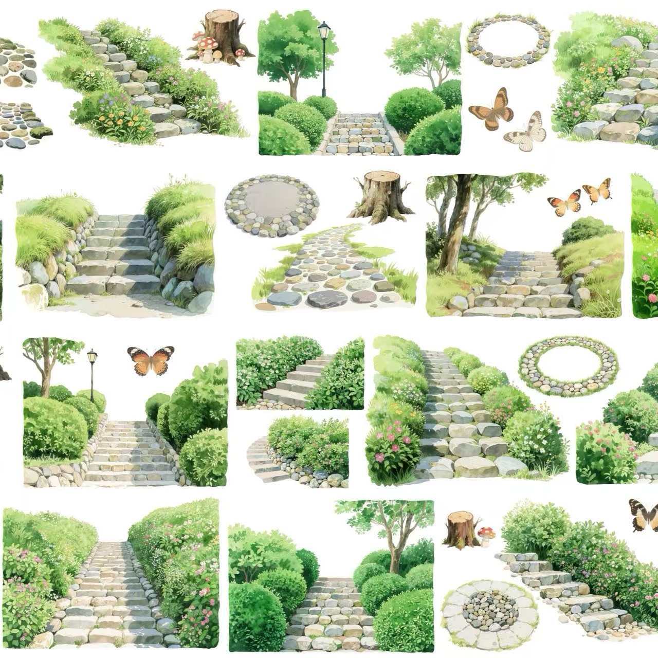 20号 切膜 PET石头阶梯胶带{两单起发}一大张 四个款 每款3米 