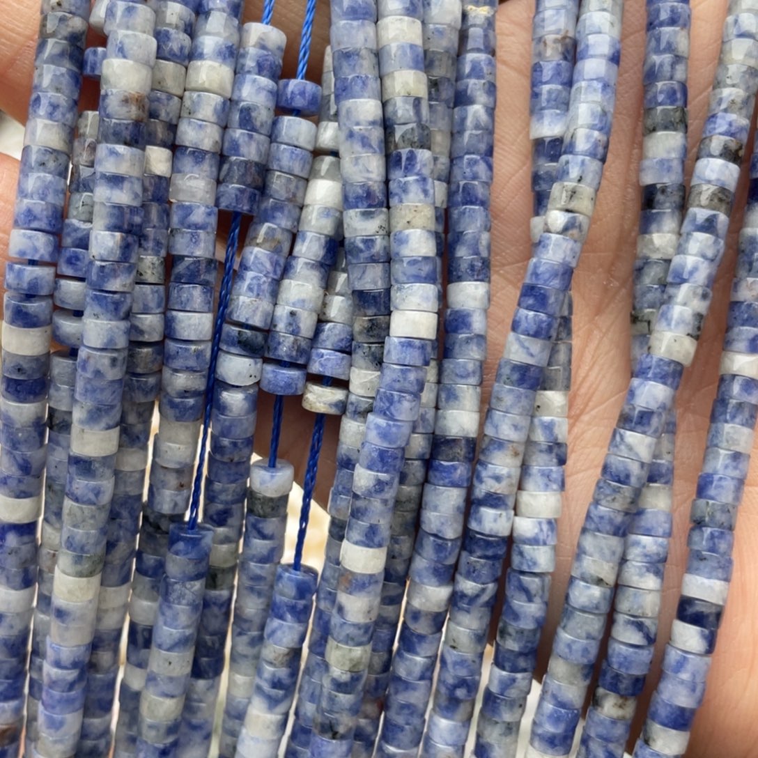 玛瑙/玉髓未镶嵌珠宝半成品蓝纹石1条隔片卡4