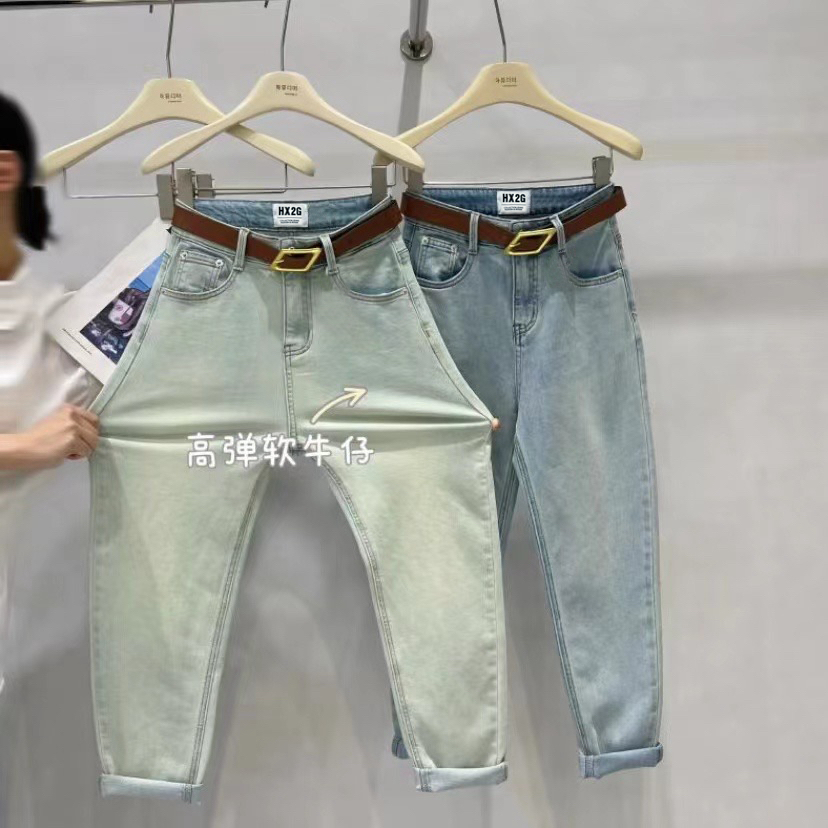 【春款瘦身老爹裤98701】胯宽腿粗必入弹力显瘦哈伦老爹裤