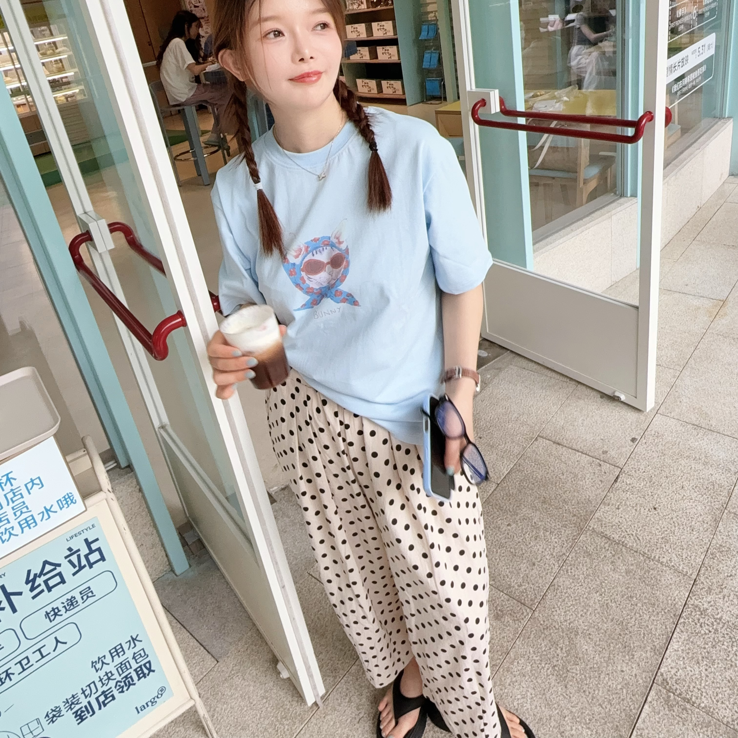 배추❤️泡菜国S家超洋气经典波点松紧腰棉麻奶奶裤夏季阔腿裤百搭
