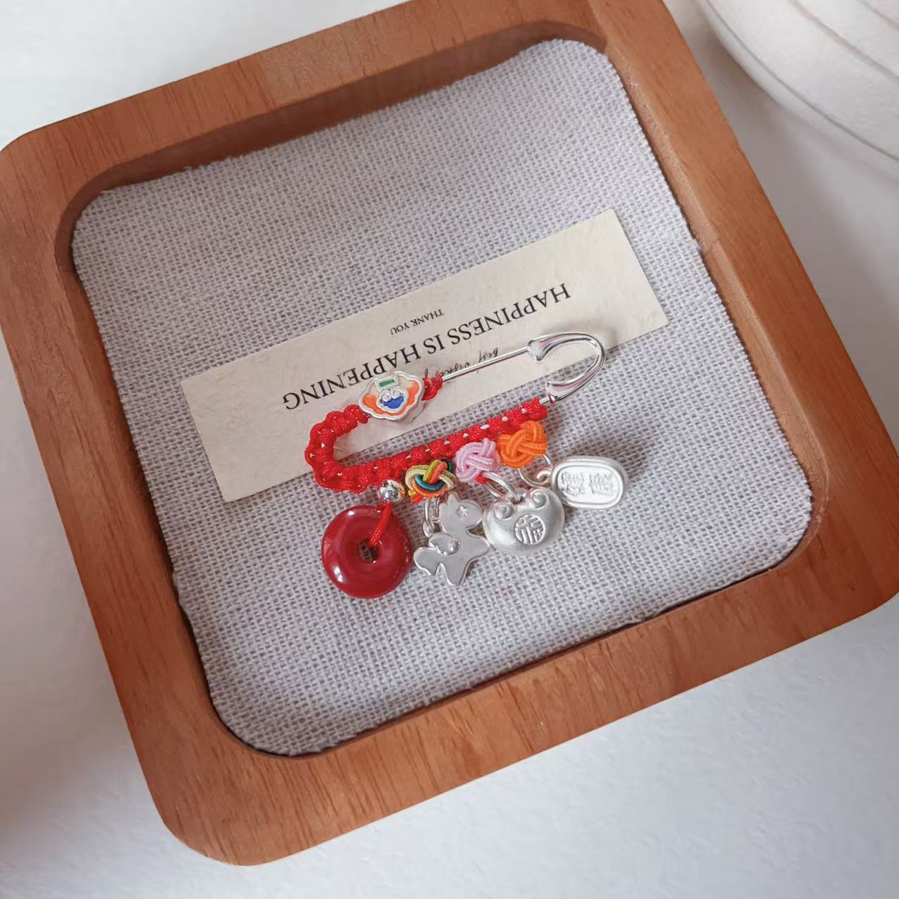 足银胸针 【黄飞达】足银复古民族风手工编织宝宝925银别针可爱迷你