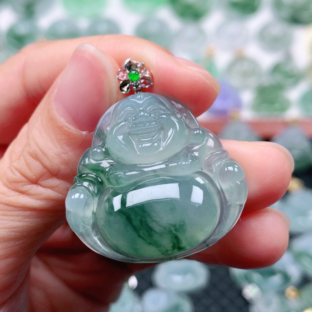 翡翠吊坠(不含链)18K金镶嵌