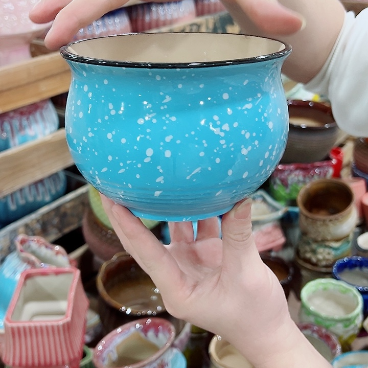 有孔，凑单福利满10元发货陶瓷多肉花盆！