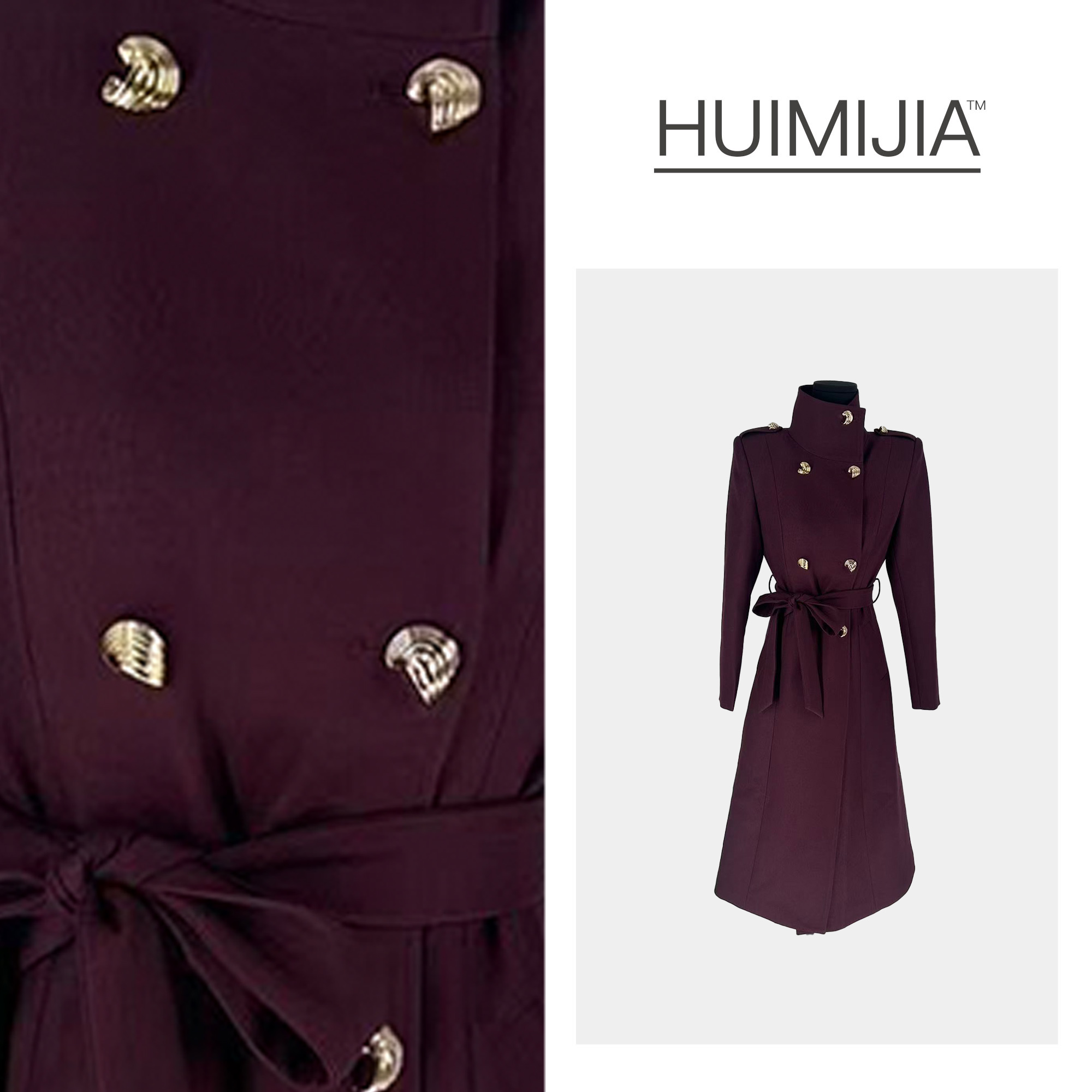 【秋季新款】轻奢高级感双排扣系带加棉长袖长款大衣【Q25949】