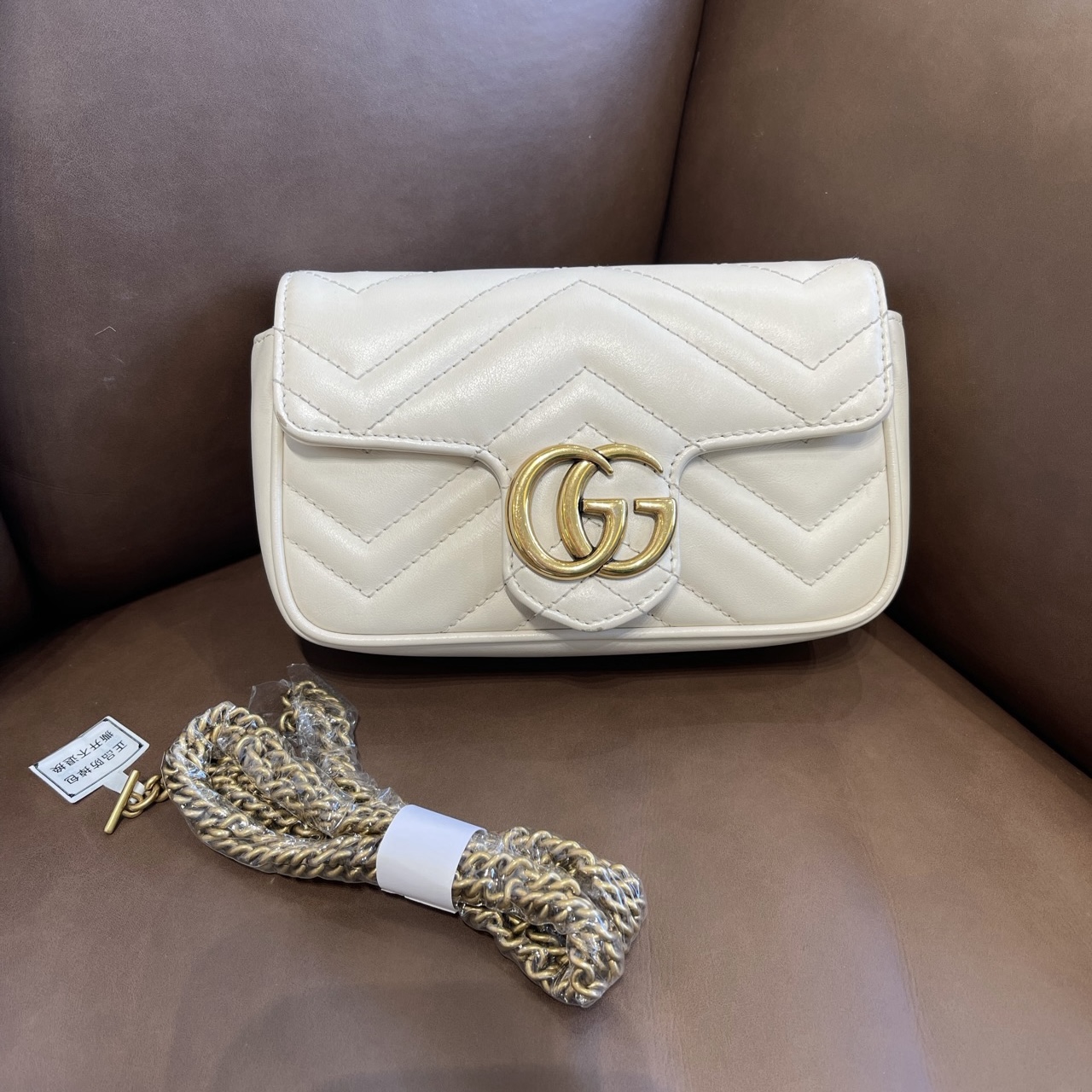 99新 GUCCI/古驰 白金马蒙mini/新款内标/龙虾扣在 