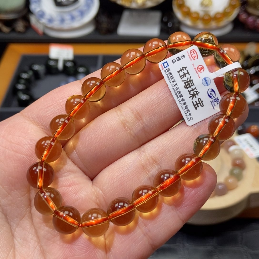 水晶黄水晶手链8.8毫米未镶嵌果