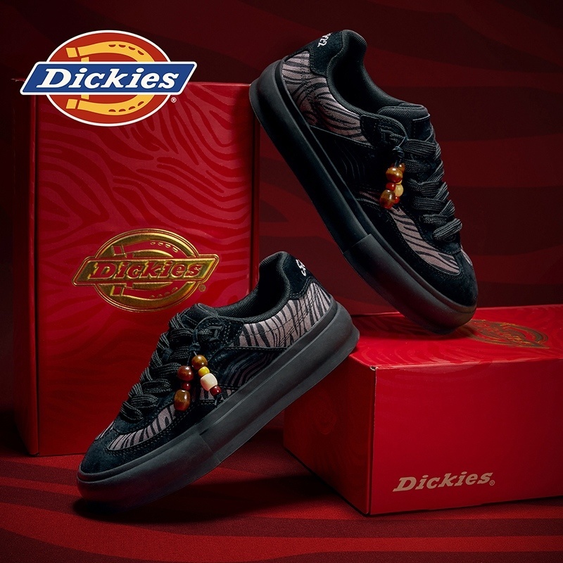 Dickies德训鞋男款2025串珠冬季黑色鞋子男鞋百搭板鞋男士休闲鞋