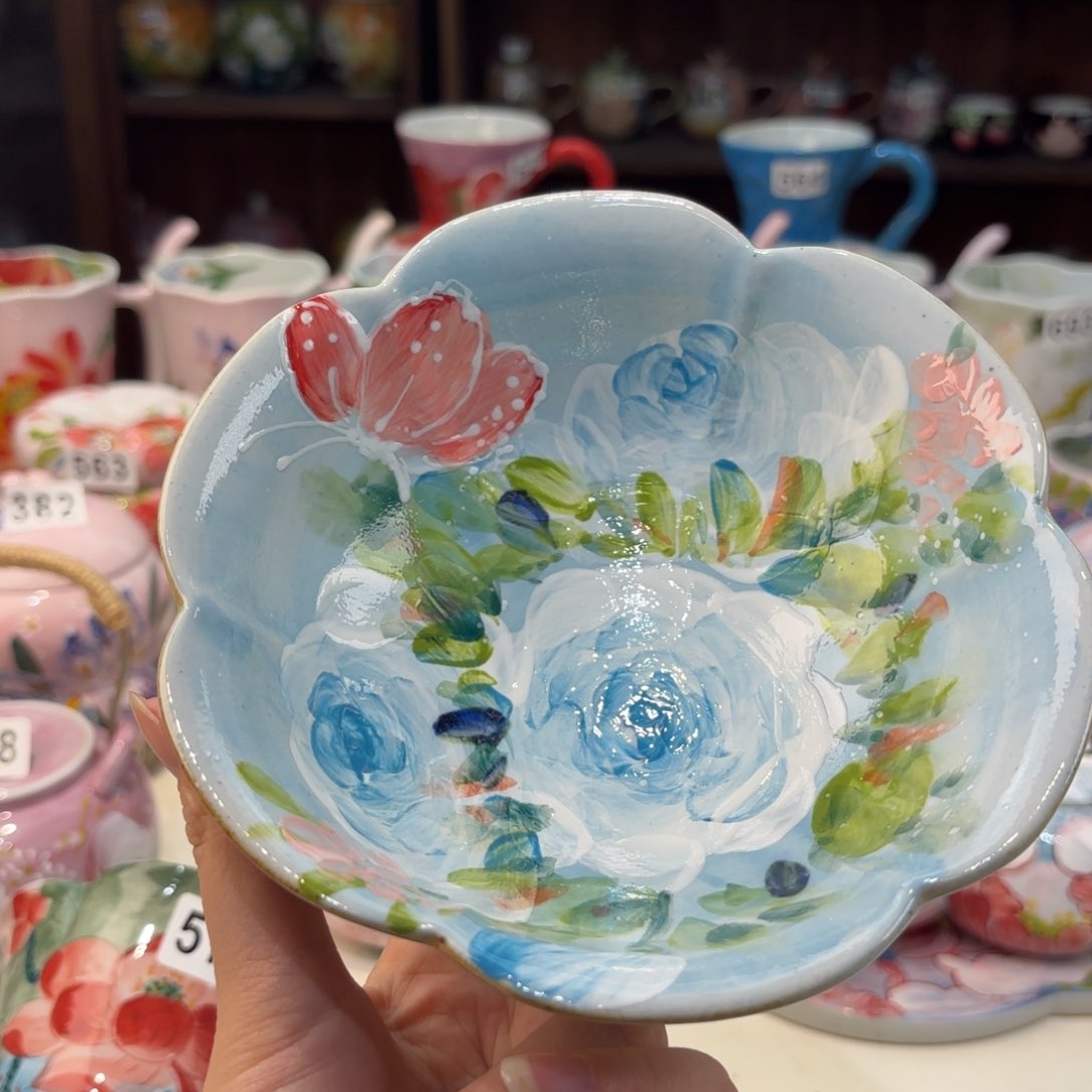 瓷片景德镇手绘高温釉下彩陶瓷茶具
