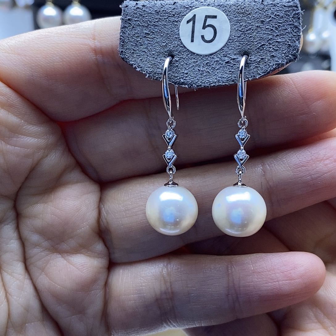 淡水珍珠耳饰银S925镶嵌