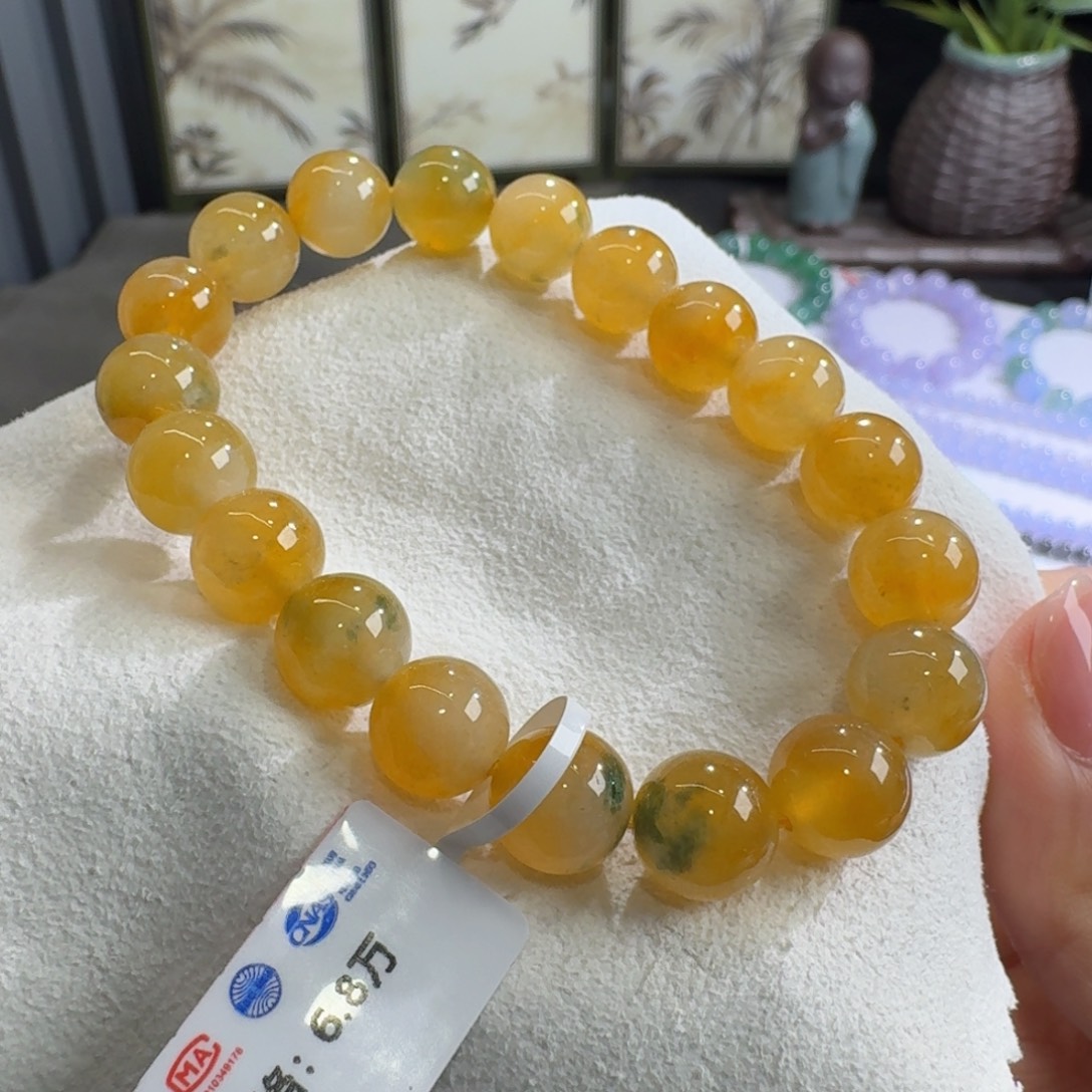 未镶嵌手链翡翠行家货黄加绿单圈10mm