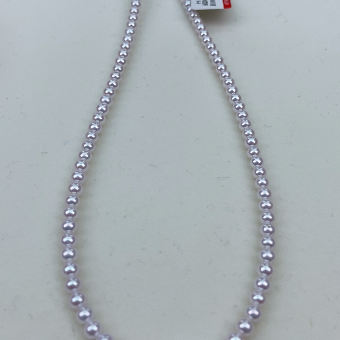 淡水珍珠4-4.5极光正圆樱花粉项链银S925镶嵌