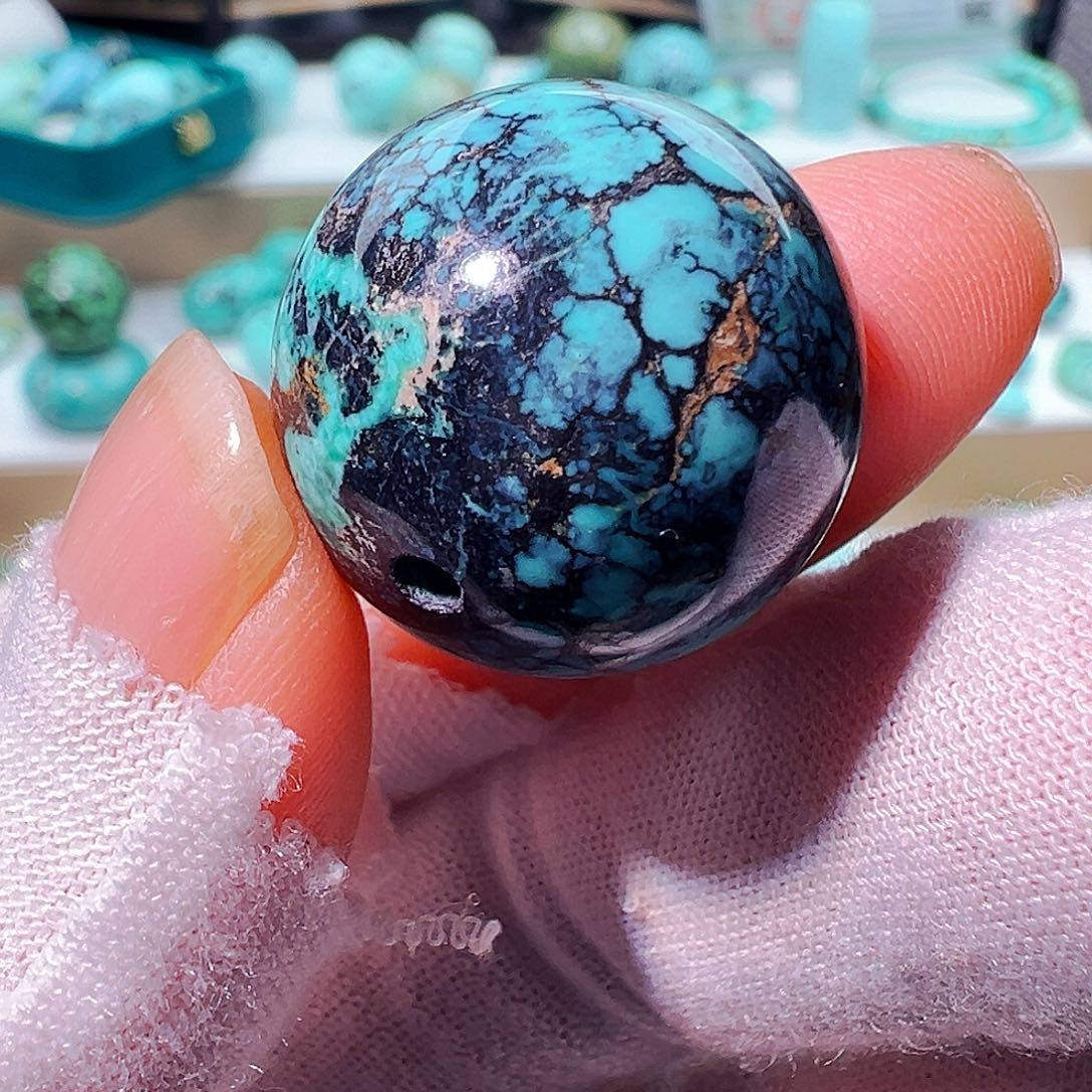 绿松石卡20乌兰花圆珠未镶嵌