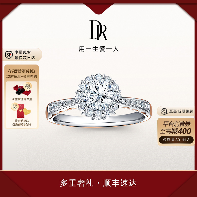 【12期免息】DR钻戒LOVE PALACE系列求婚钻戒华美礼堂戒轻奢WJ0107