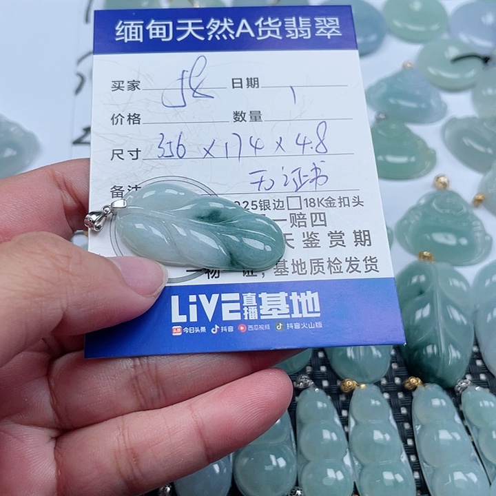 翡翠颈饰银S925镶嵌天然翡翠吊坠