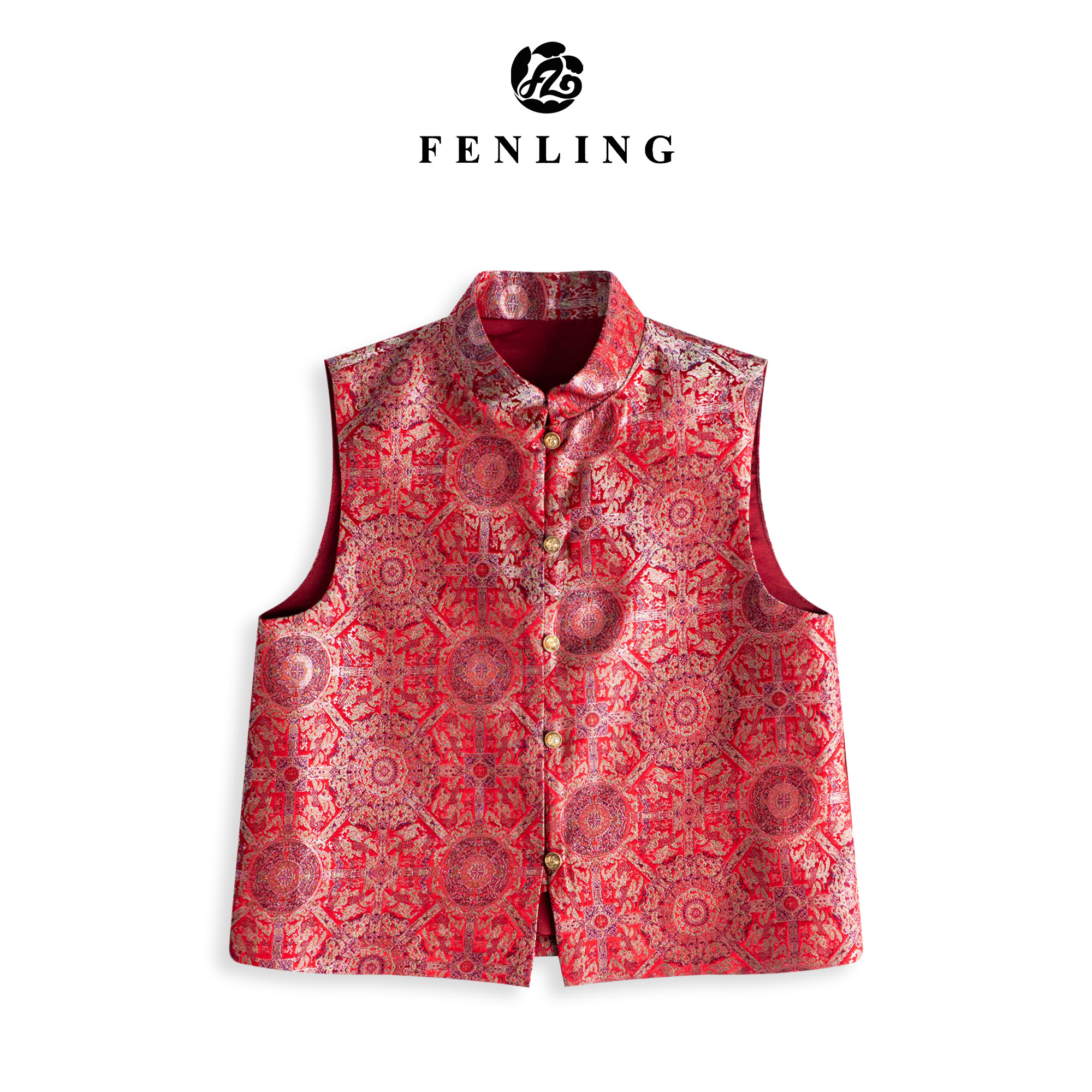 芬领-八达晕-新国风儿童款桑蚕丝宋锦马甲BX1381