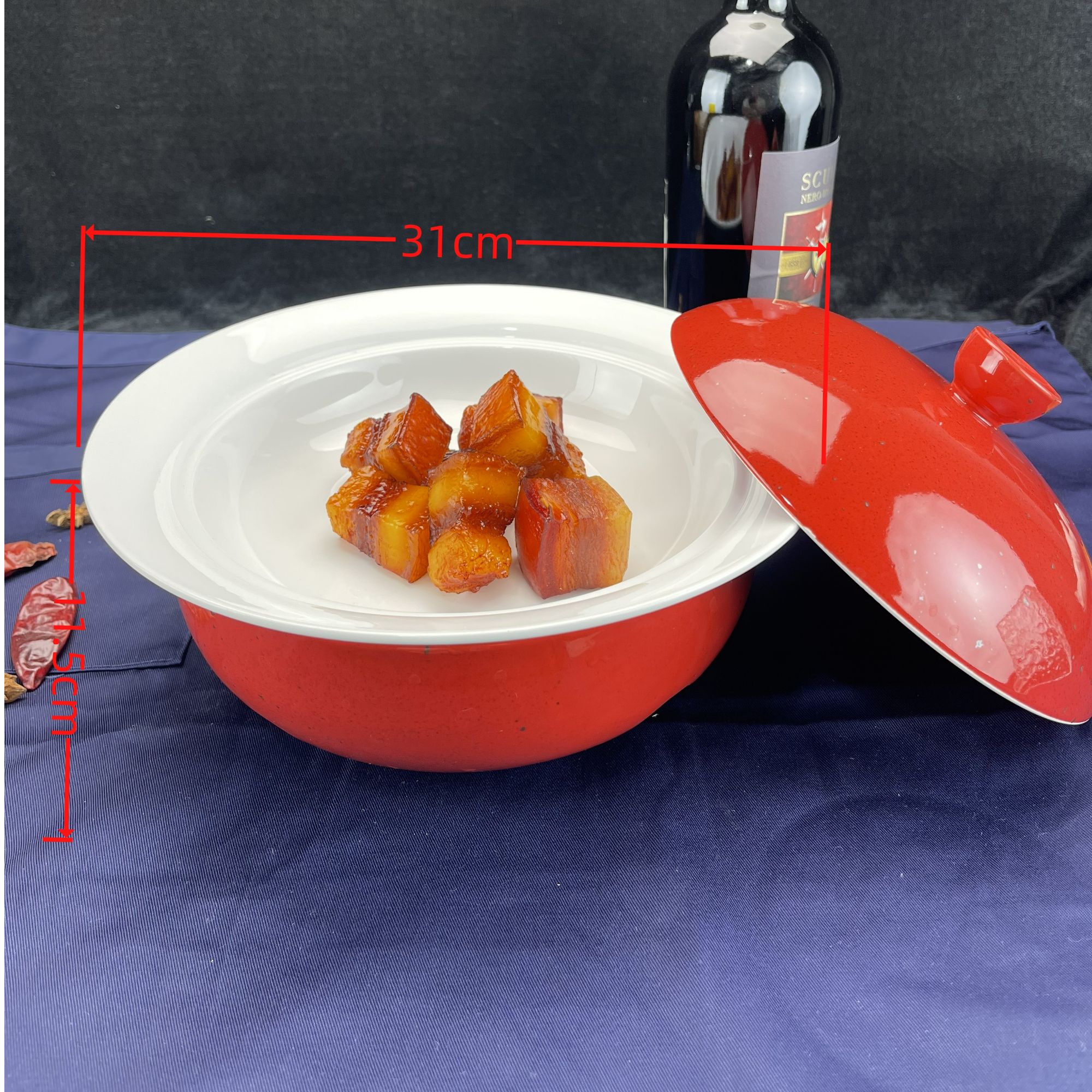 景德镇新款中式高温陶瓷带盖品锅保温明炉家用商用酒店