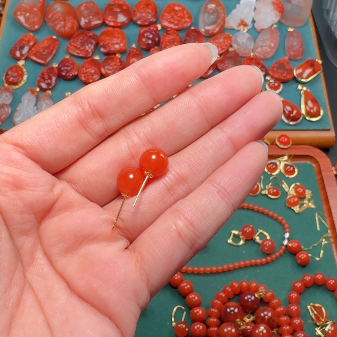 南红玛瑙南红18K金镶嵌