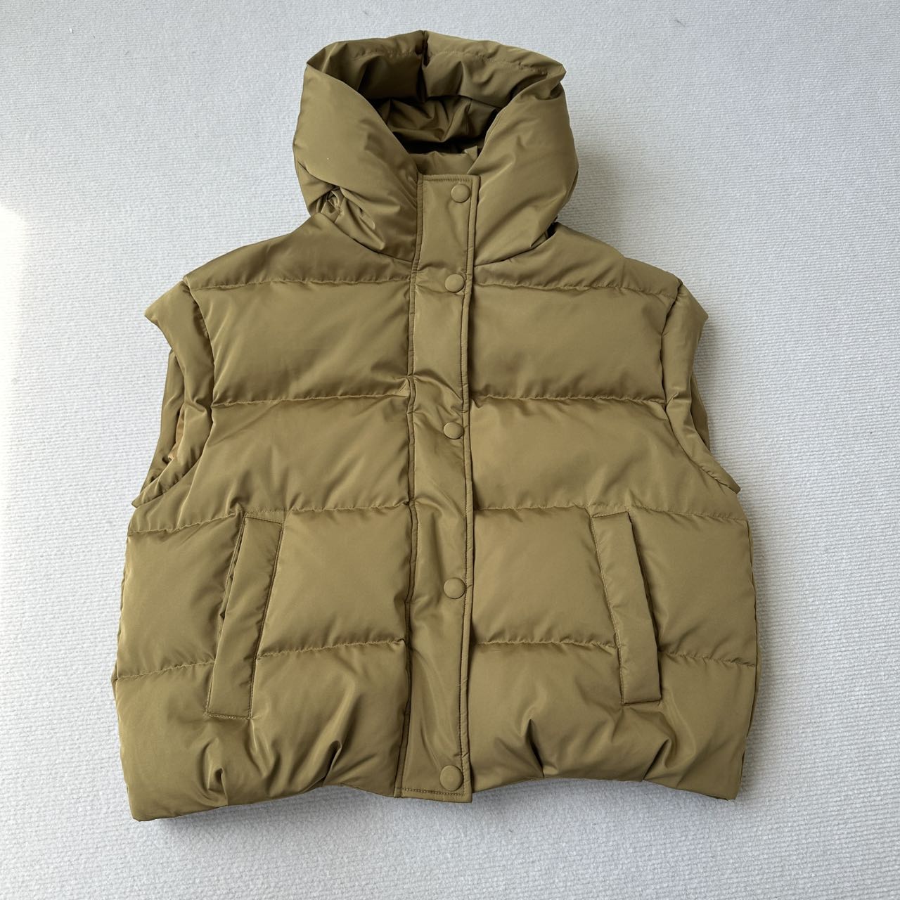 姜黄色连帽面包马甲