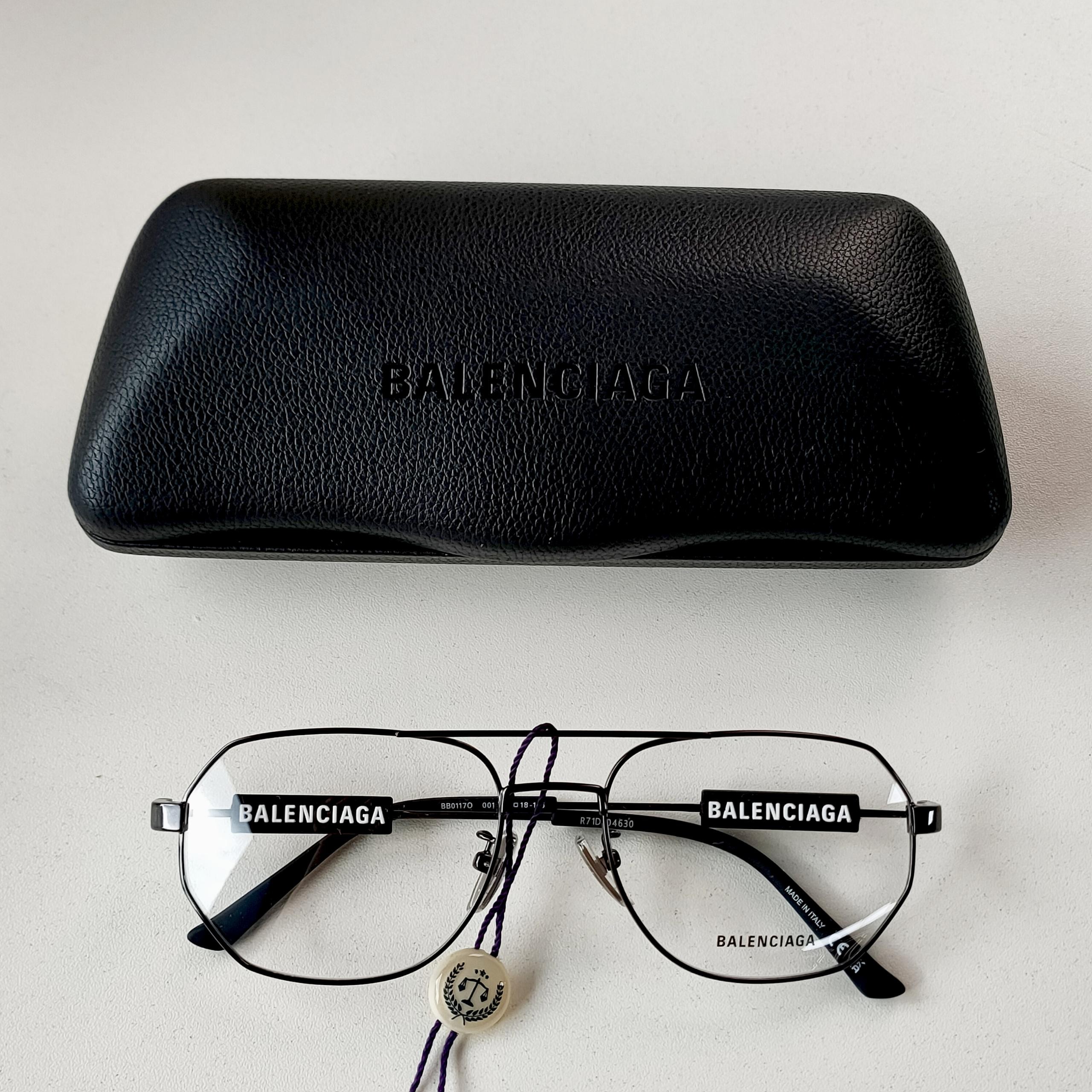 99新 Balenciaga/巴黎世家 黑框BB0117O/57双梁平光镜 46764