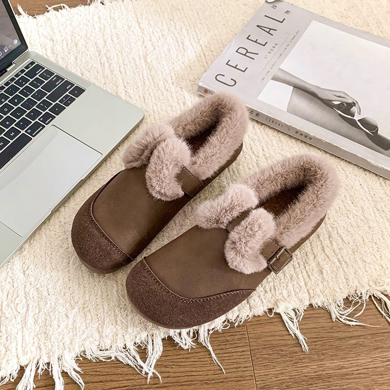 【品牌补贴送运费补贴】冬新款保暖博肯鞋女一脚蹬懒人毛毛鞋棉鞋