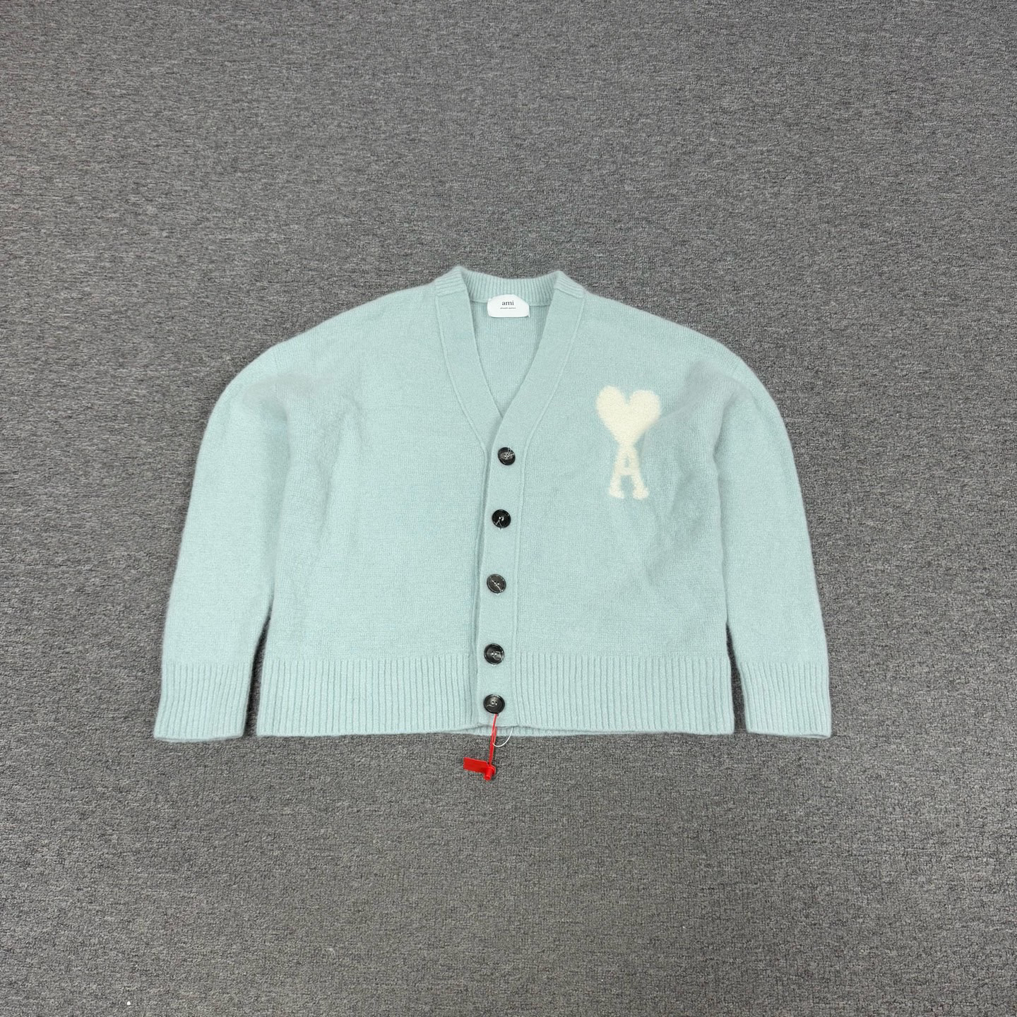 99新 AMIPARIS ami 薄荷蓝 羊驼毛开衫 S码