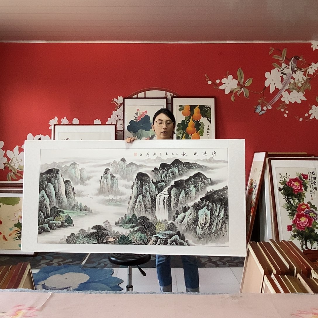 国画手写手绘带框包邮国画作品82✖️162